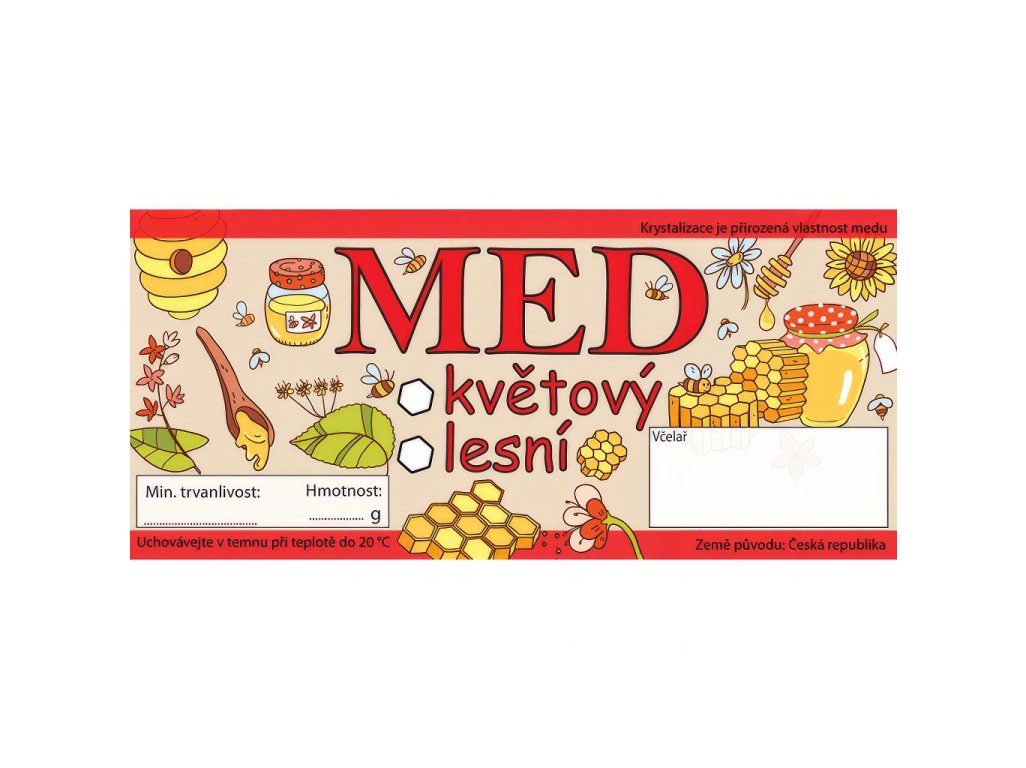 Etiketa - Med květový/lesní